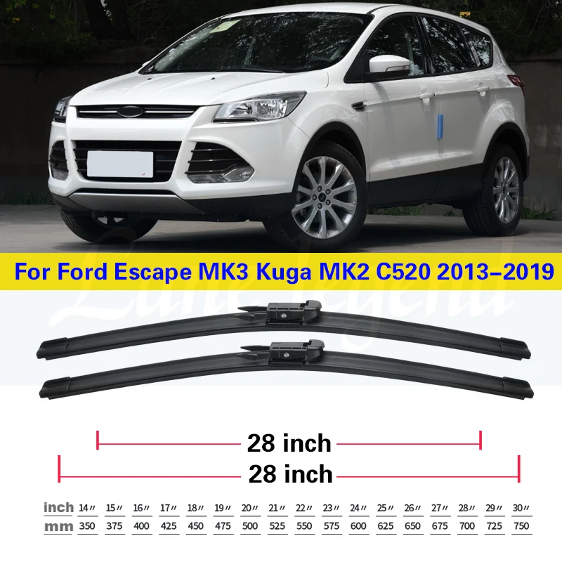 

For Ford Escape MK3 Kuga MK2 C520 2013-2019 28"+28"+11" Front Rear Wiper Blades Windshield Windscreen Window Cutter Accessories
