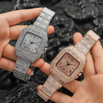 Classic Luxury Business Men's Steel Strap Square R