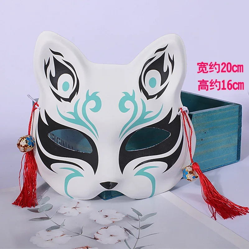 Japanese Foxes Mask Cosplay Hand-Painted Anime Demon Slayer Half Face Cat Masks Masquerade Festival Party Cosplay Props masquerade mask half face mask