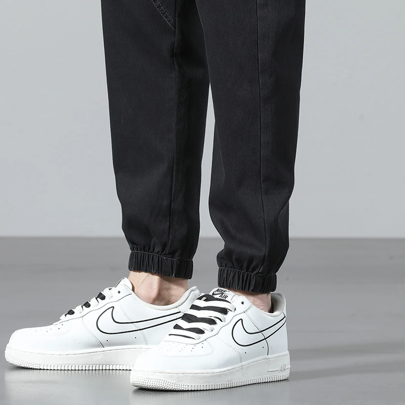 2025 Spring Summer Jeans Men Cotton Thin Beam Feet Harem Pants Elastic Drawstring Waist Light blue Joggers Trousers Male 28-38 5