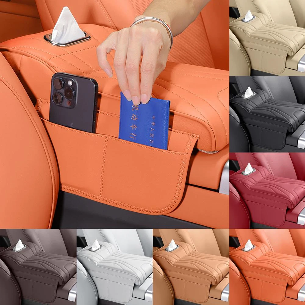 Car Armrest Box Height Increase Pad PU Leather Car Armrest Box Protective Cover Storage Bag For Haval H9 2rd 2024 2025