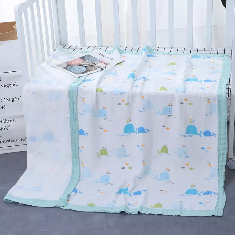 110x120cm 4 Layers Muslin Bamboo Cotton Newborn Baby Receiving Blanket Swaddling Kids Children Baby Sleeping Blanket 3