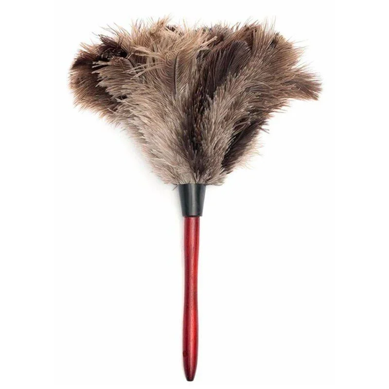 Anti-static Ostrich Feather Fur Wooden Handle Brush Duster Dust Cleaning Tool Household Cleaning gadgets Household Merchandises