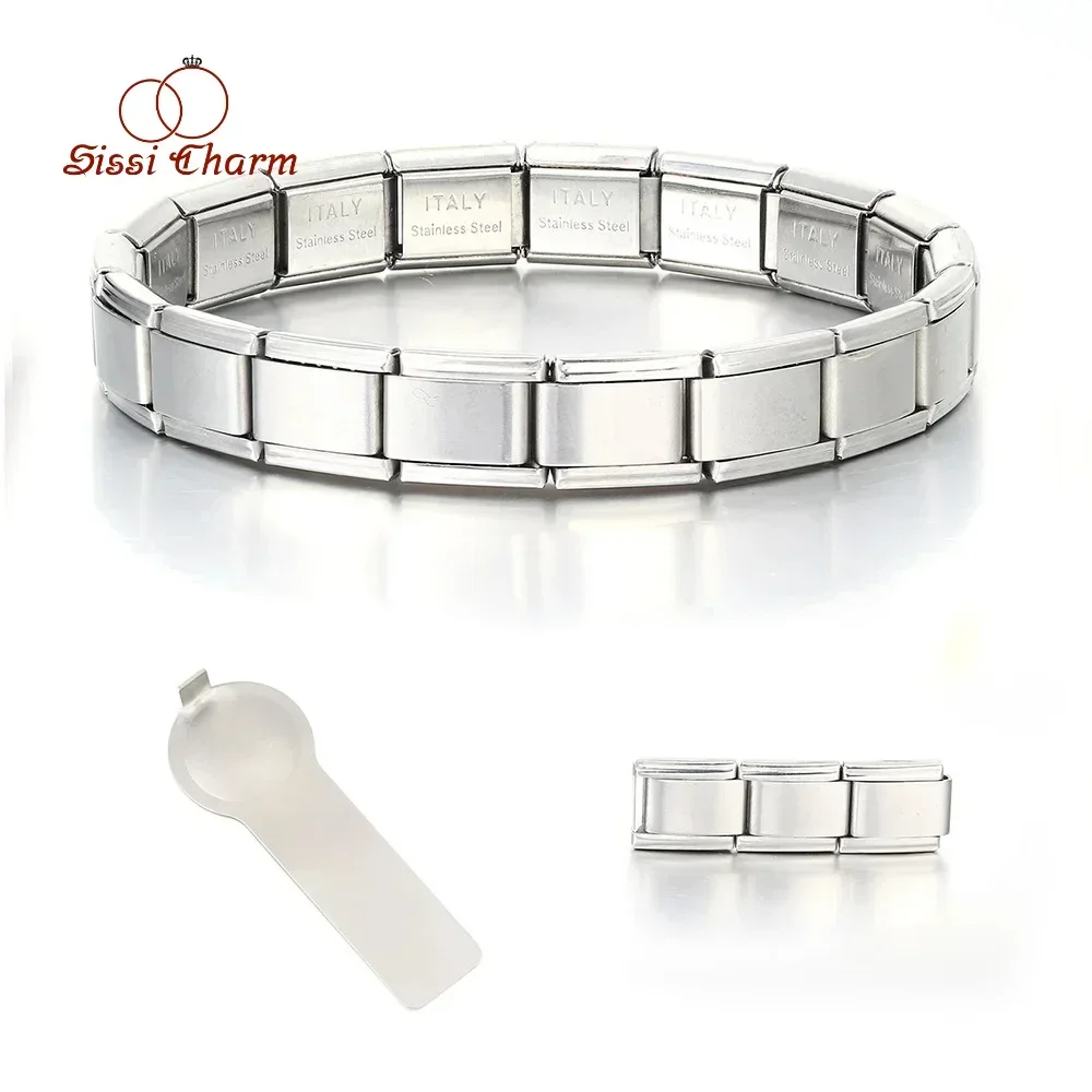 Charm Bracelet 9mm Width Fashion Stainless Steel Women Color Italian Charm Links Bracelet Jewelry DIY Making
