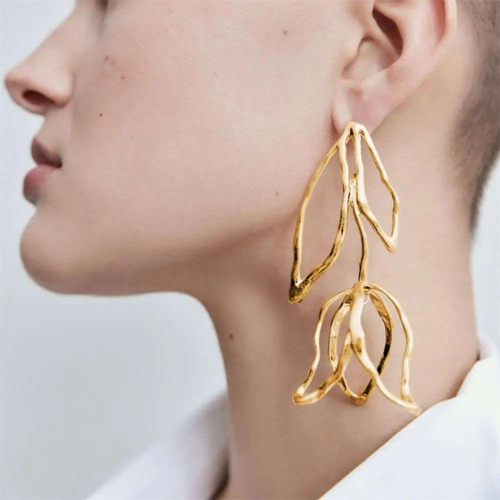 

2022 Fashion Metal Alloy Drop Earrings Women's Gothic Punk Metal Geometry Statement Dangle Earings Leaf Stud Earrings Jewelry