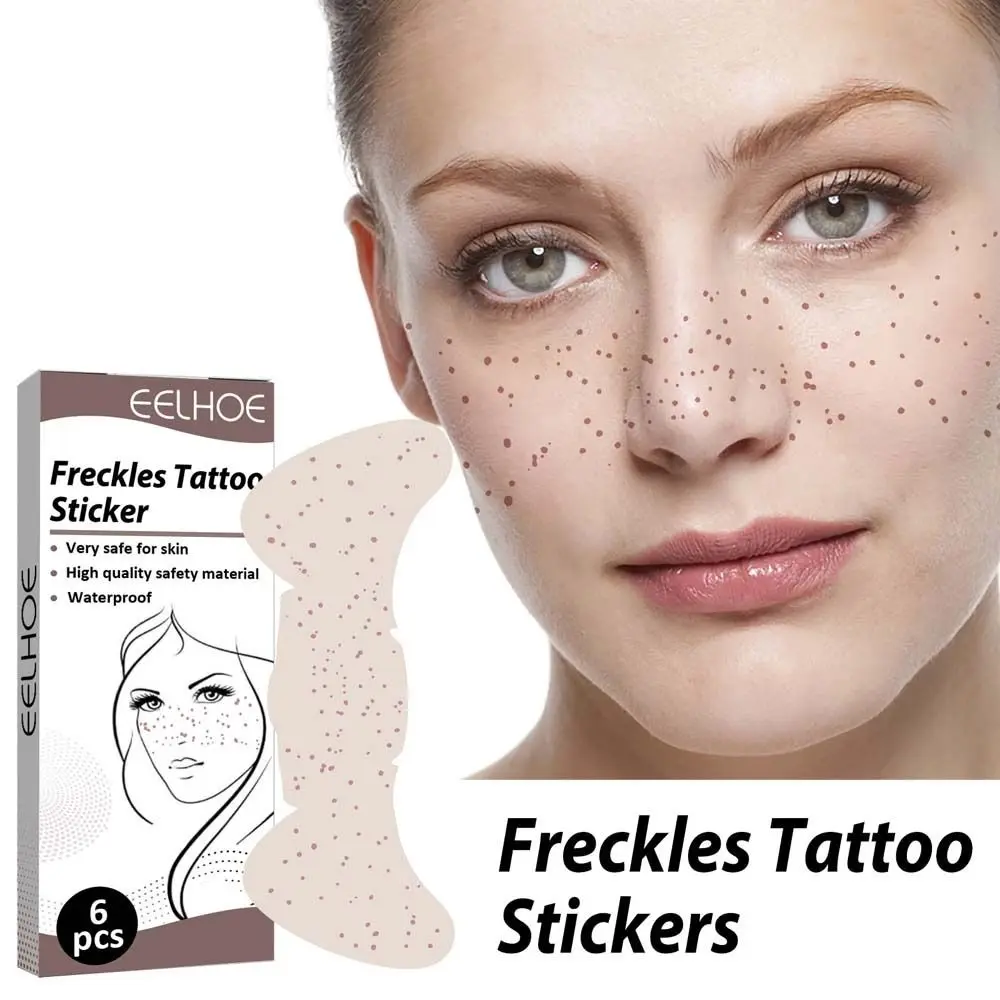 

6Pcs/set Face Temporary Tattoo Sticker Waterproof Freckle Makeup Sticker Fashion Sexy Brown Spot Tattoo Women Beauty Tool