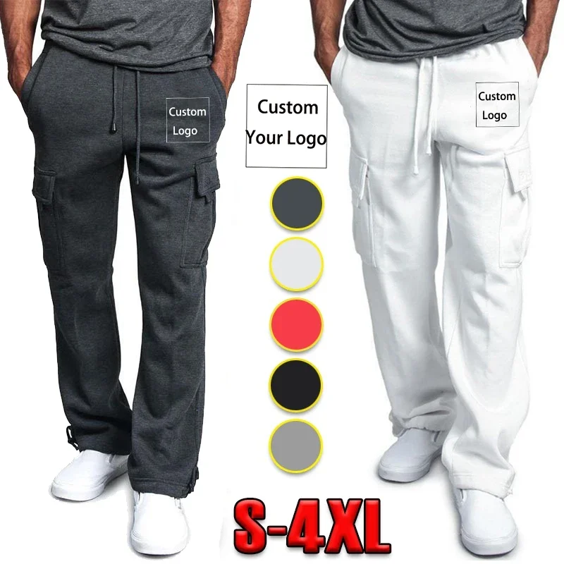 

Custom Logo Male Y2k Fashion Sports Trousers Drawstring Jogging Pants Trouser Casual Multi Pockets Baggy Pants Sweatpants Men