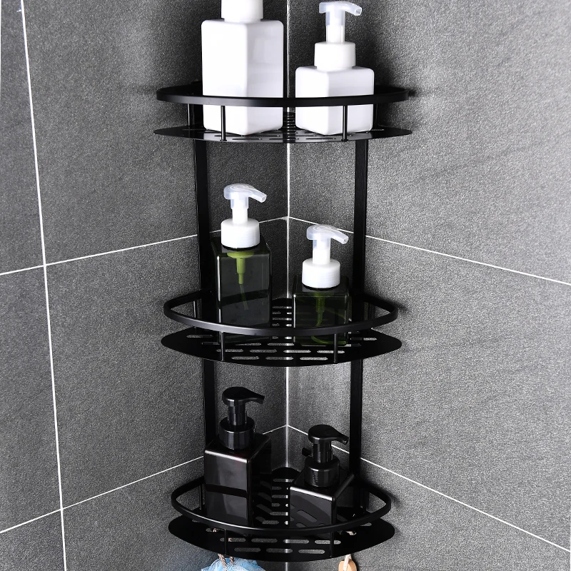 Bathroom Shelves No-drill Corner Shelf Shower Storage Rack Holder Toilet Organizer Bathtub Rack with Hook Bathroom Accessories