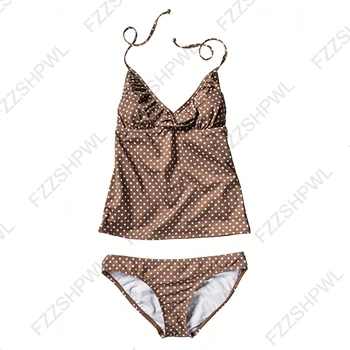 Y2K Harajuku Women's Bikini Set Sexy Slim Fit Polka Dot Print Halter Neck Swimsuit Chic Trendy Fashion Female 2-Piece Beachwear 1