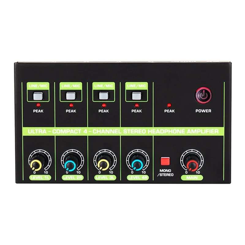 

Portable 4-Way Audio Mixer, 4-In And 1-Out Stereo Mixer, Small DJ Mixer Easy To Use