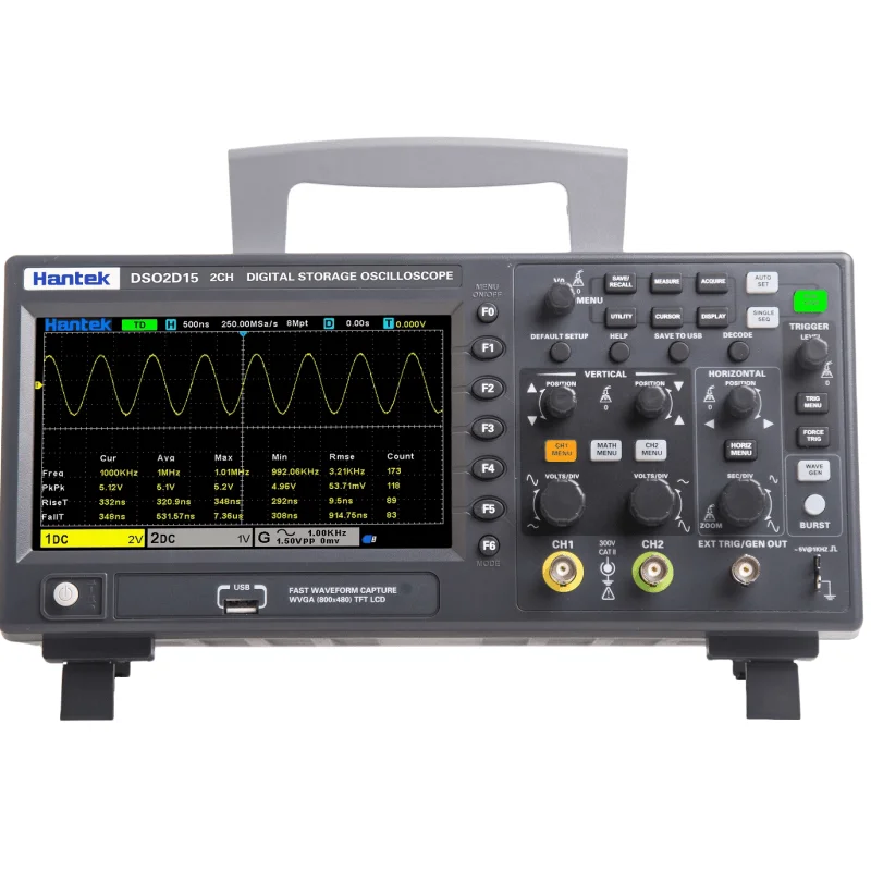 Oscilloscope:Hantek DSO2C10/15 Cost-Effective Economy 2CH ,100/150MHz Bandwidth, 1GSa/s Sampling Rate, 8M Memory Depth