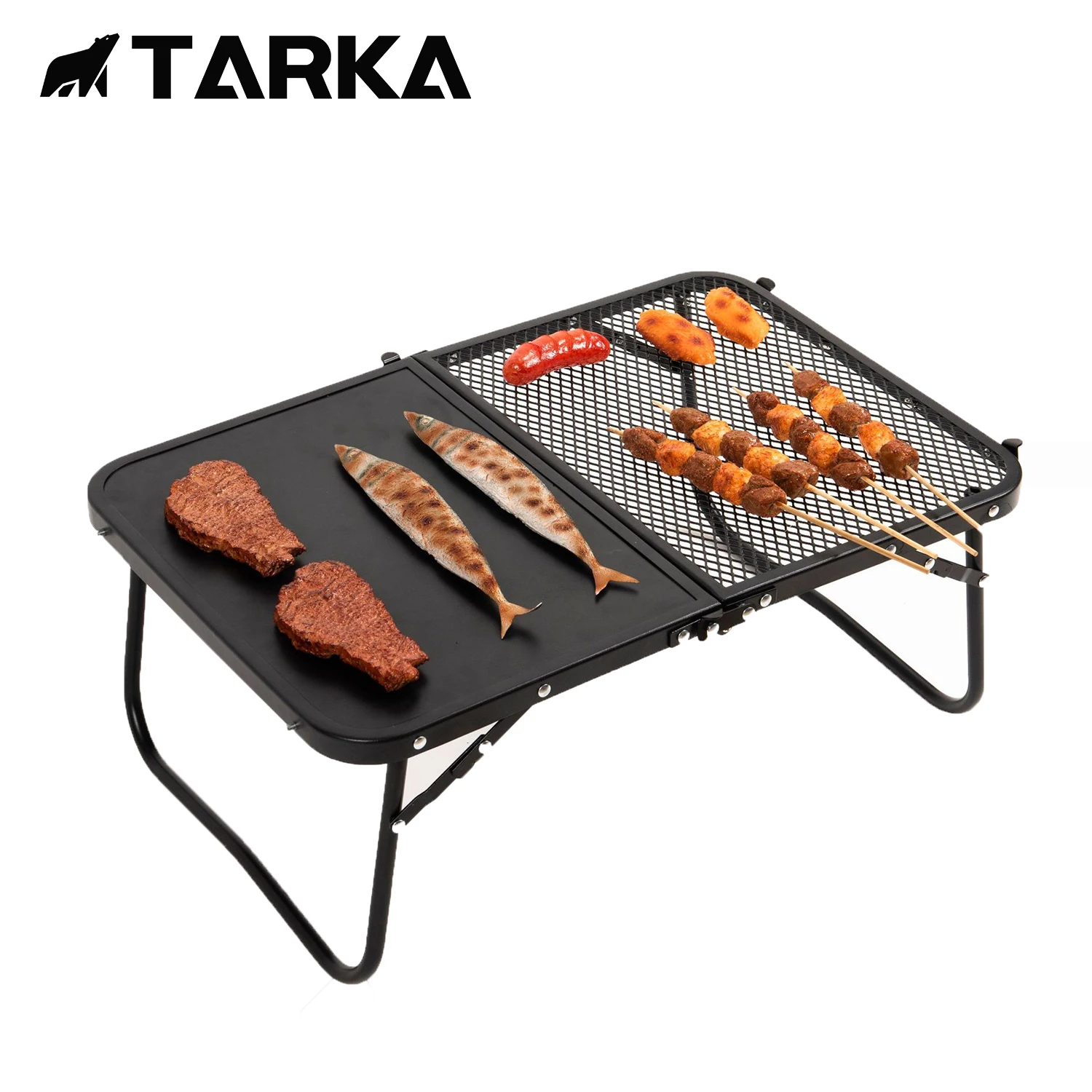 

TARKA Big Size Camping Grill Folding BBQ Gril Rack Picnic Grate Multifunction Barbecue Foldable Table Gas Stove Stand Pot Holder