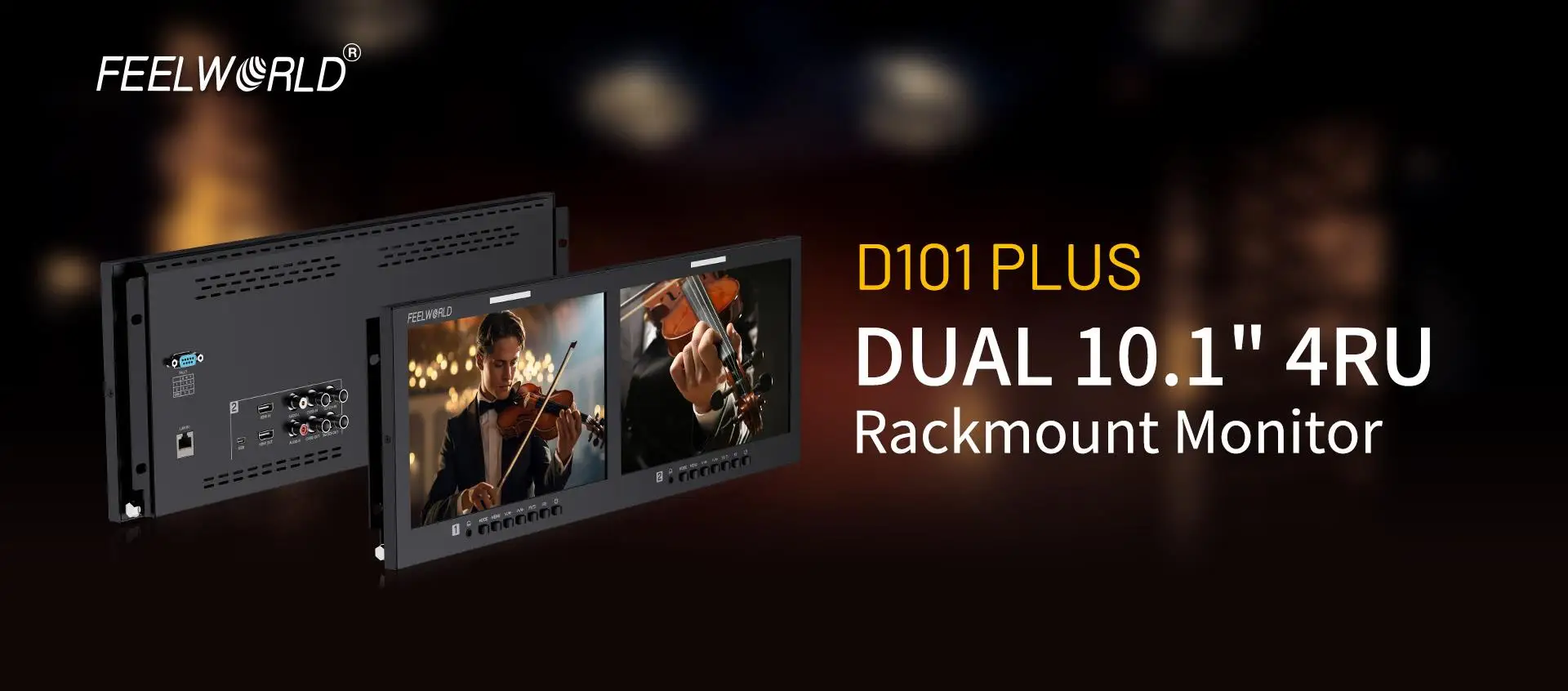 D101 PLUS Dual Screen 10.1"4RU Rackmount Monitor 4K HDMI-Compatible SDI 1920x120