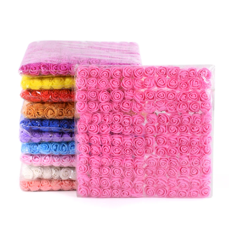 Huaao 144 Pcs PE Fleurs Artificielles Rose Mini Mousse 2cm Fleurs
