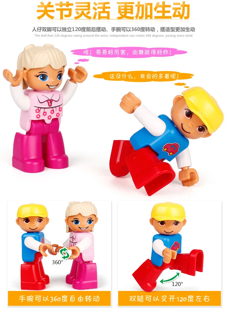 Big Building Blocks Family Police Education Compatible with DuploED Figures Farm Action Figures Character Toys For Children Baby 3