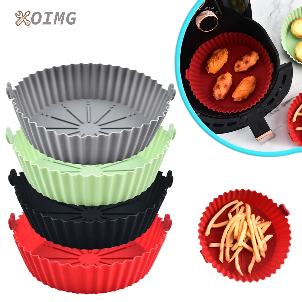 

OIMG Round Replacemen Air Fryers Oven Baking Tray Fried Chicken Basket Mat Air Fryer Silicone Pot Grill Pan Kitchen Accessories