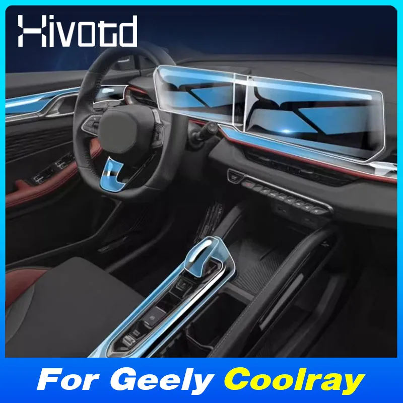 

Car Inner Center Console Cover TPU Decoration Film Windows Adjust Stickers For NEW Geely Coolray 2023-2024 Interior Accessories