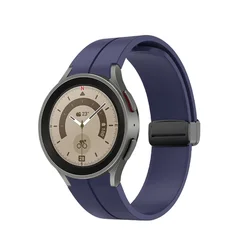 Magnetic Clasp Silicone Band Strap with Classic Design - Watch 4 Classic (Dark blue - B)