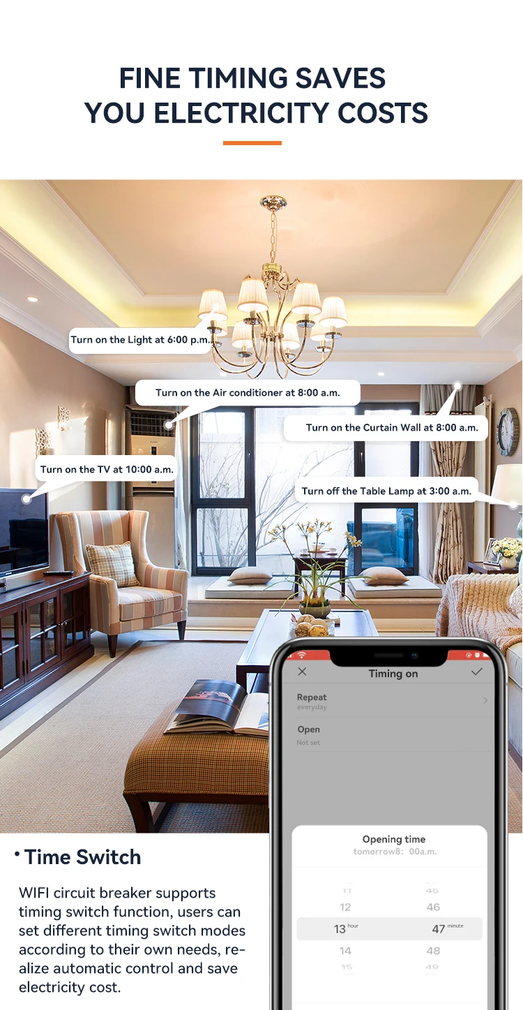 ETEC Tuya WlFl Smart circuit Breaker RCBO Smart Life Remote control short Circui