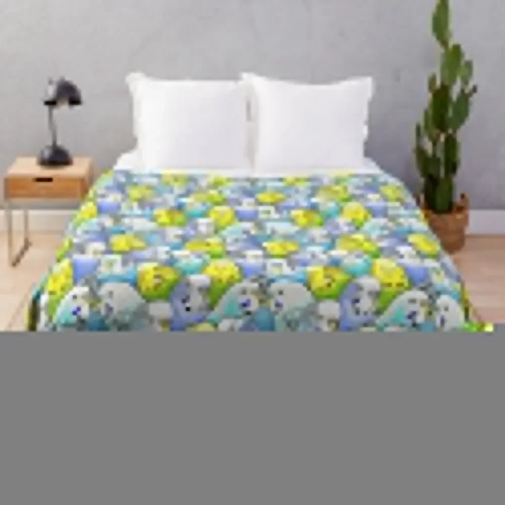 

Colourful Budgies Parakeet Pattern Throw Blanket Stuffeds Heavy Blankets