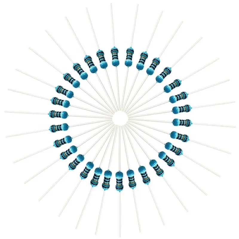 100pcs 1/4W Resistance 0.1R~2.2M 1% Metal Film Resistor Series 0.25W 1R 10R 47R 100R 220R 470R 1K 2.2K 10K 22K 100K 220K 1M ohm