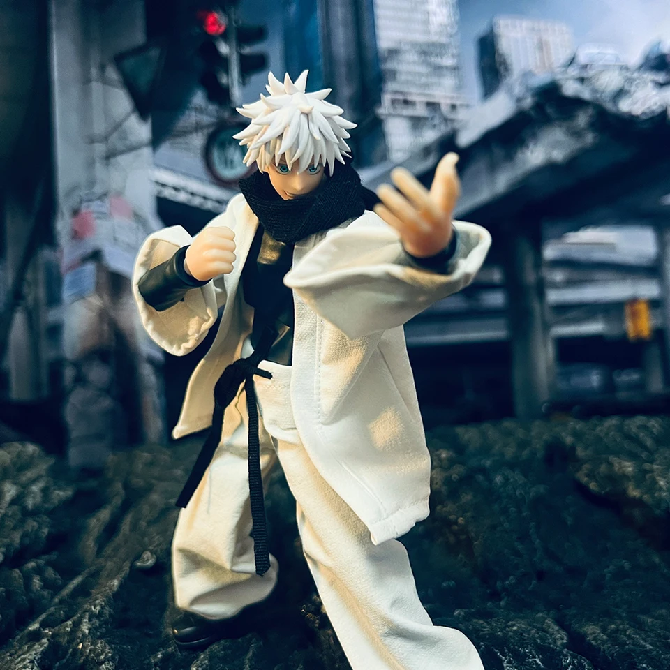 Jujutsu kaisen gojo satoru衣類セット,白いコート,6インチのスカーフ