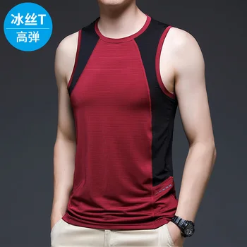 Canotta sportiva senza maniche in seta di ghiaccio ad asciugatura rapida Canotta fitness traspirante 1