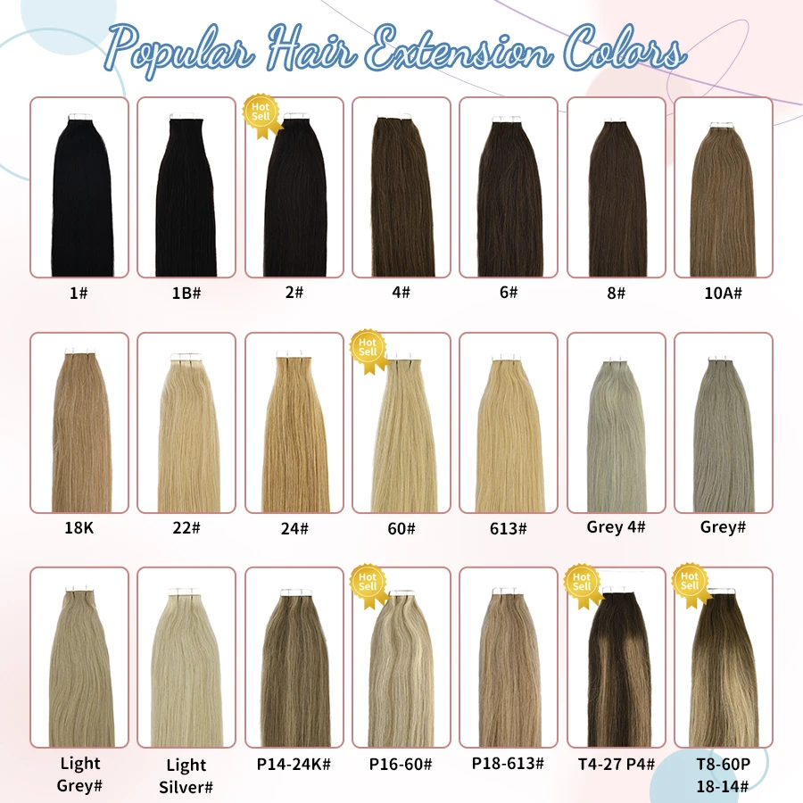 AW 12''-28'' Tape In Human Hair Extensions Straight Seamless Invisible Natural Machine Made Remy Adhesive Glue On Hair Extension
