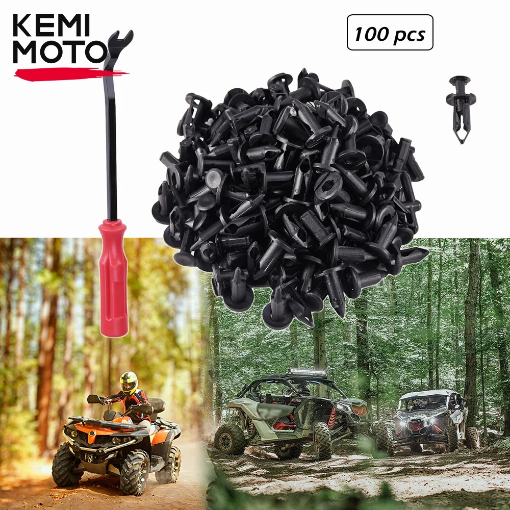 KEMiMOTO Renegade Rivets 100 Pack ATV UTV for Can Am Maverick Commander Outlander For John Deere Gator TX For HUV 4421 10pc key am131841 for john deere gator 4x2 6x4 425 445 455 gt235 gt245 free shipping