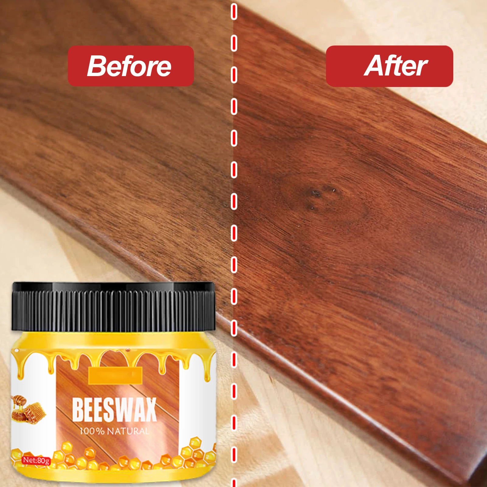 Furniture Beeswax Wood Care Wax Wooden Care Wax Solid Wood Furniture Polishing Seasoning Natural Beeswax Polisher Waterproof Woodwork Care Maintenance Beeswax