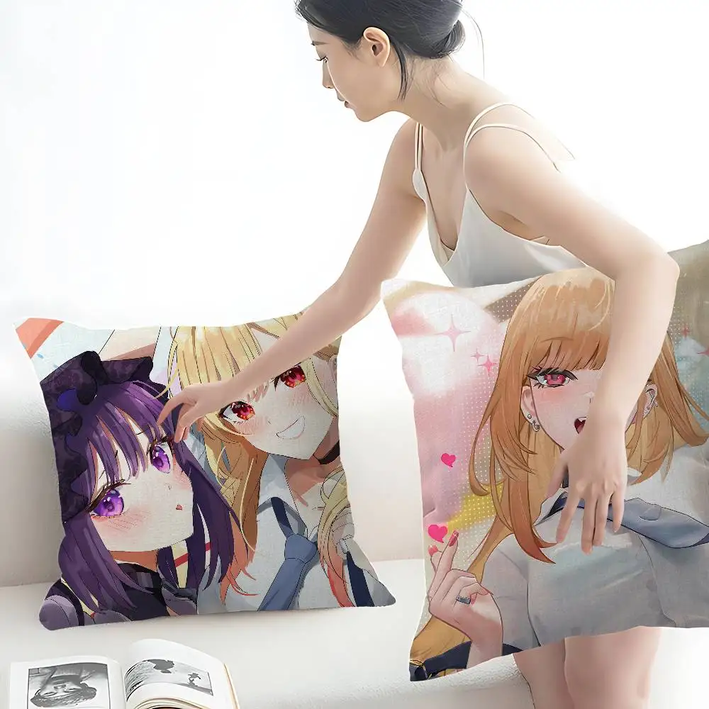 M-My Dress-Up 달링 마린 키타가와 애니메이션 맞춤형 그림 텍스트 홈 장식 베개 가정용 선물 45x45cm