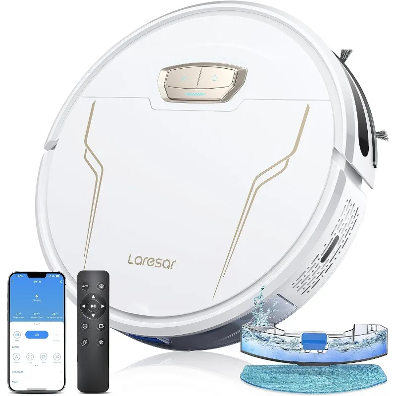 

Laresar Robot Vacuums and Mop Combo, 4000Pa Strong Suction, Robotic Vacuum Cleaner with Auto Carpet Boost, Self-Charging