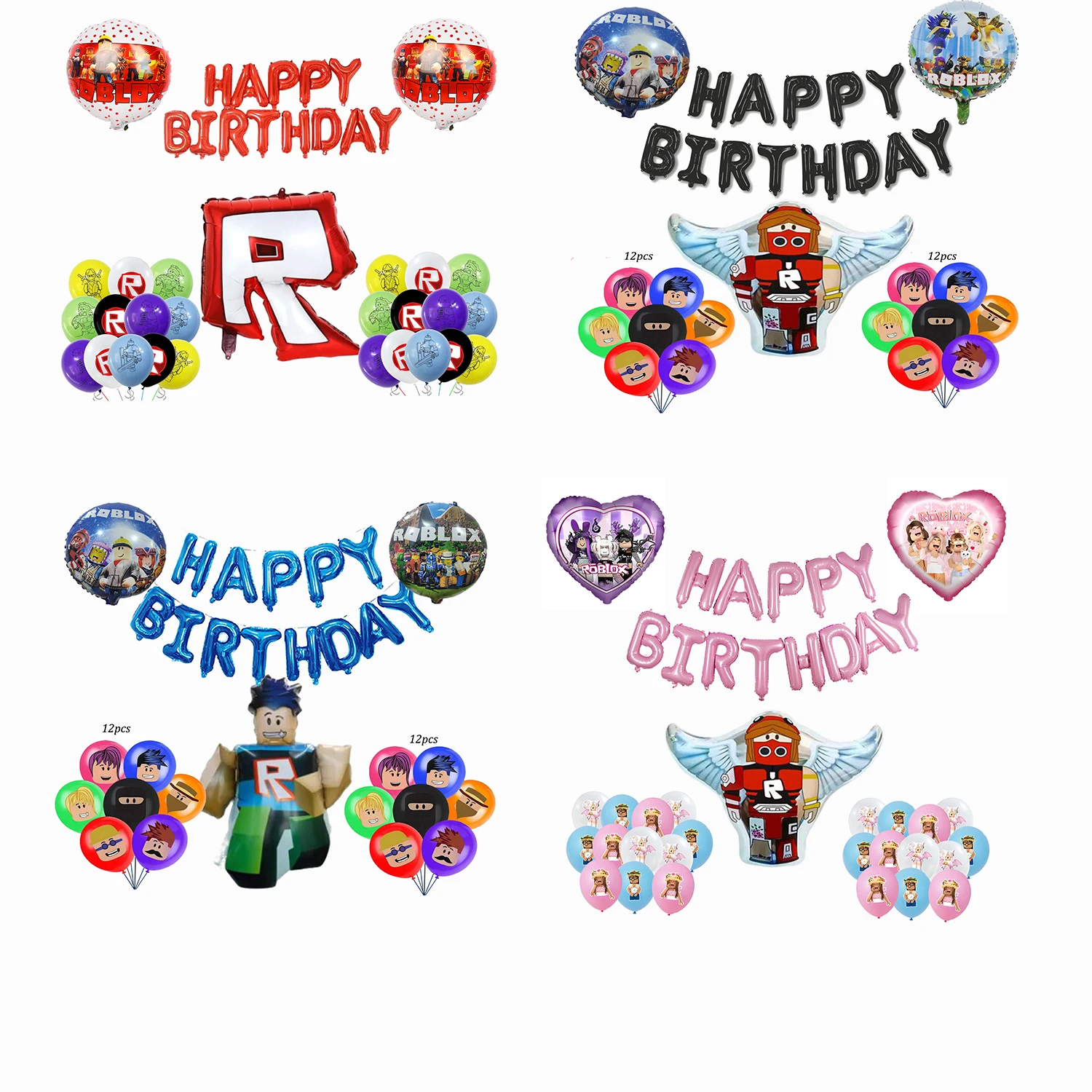 Roblox 생일 파티 풍선 라텍스 알루미늄 필름 풍선 세트 어린이를위한 베이비..