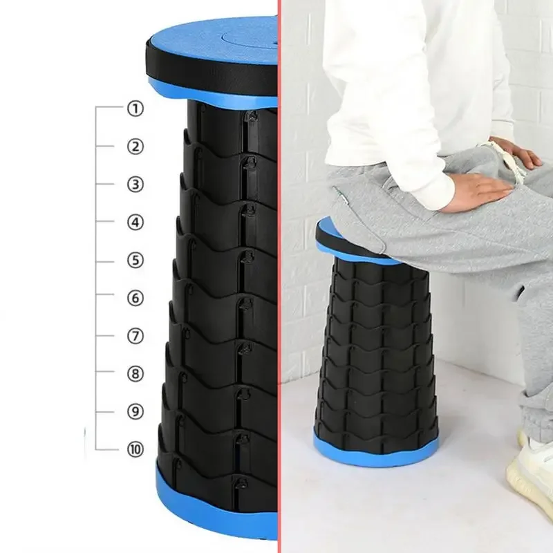 Outdoor Portable Barbecue Camping Fishing Telescopic Folding Stool Home Hand Carry Plastic Stool