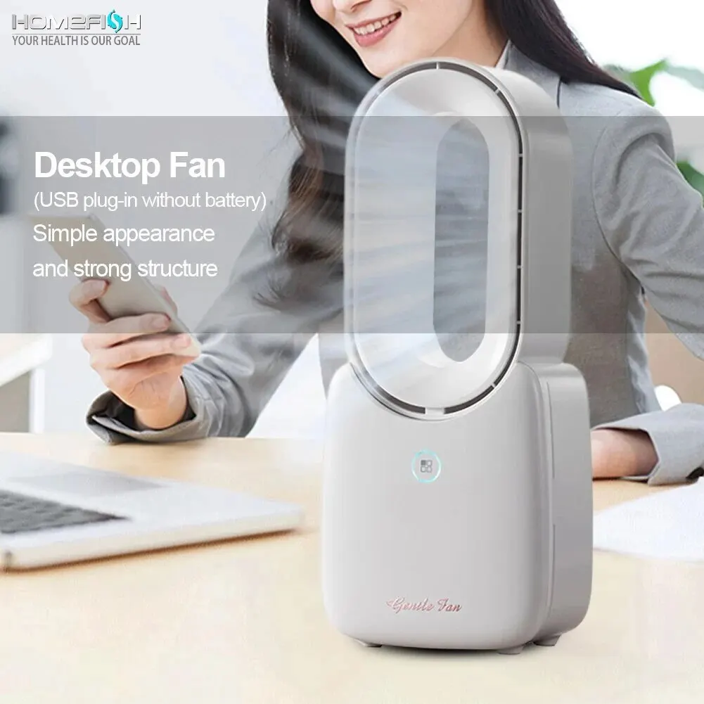 HOMEFISH Table Fan 4-speed USB Rechargeable In Air Bedroom Office