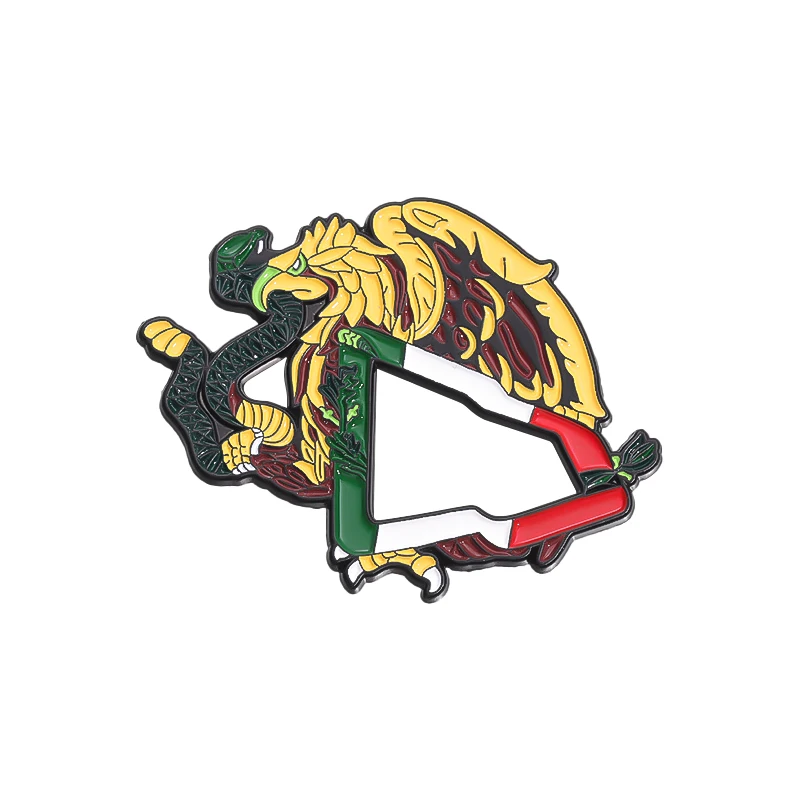 Mexican-Inspired Eagle Hat Clip Enamel Pin - Metal Accessory Badge Gift