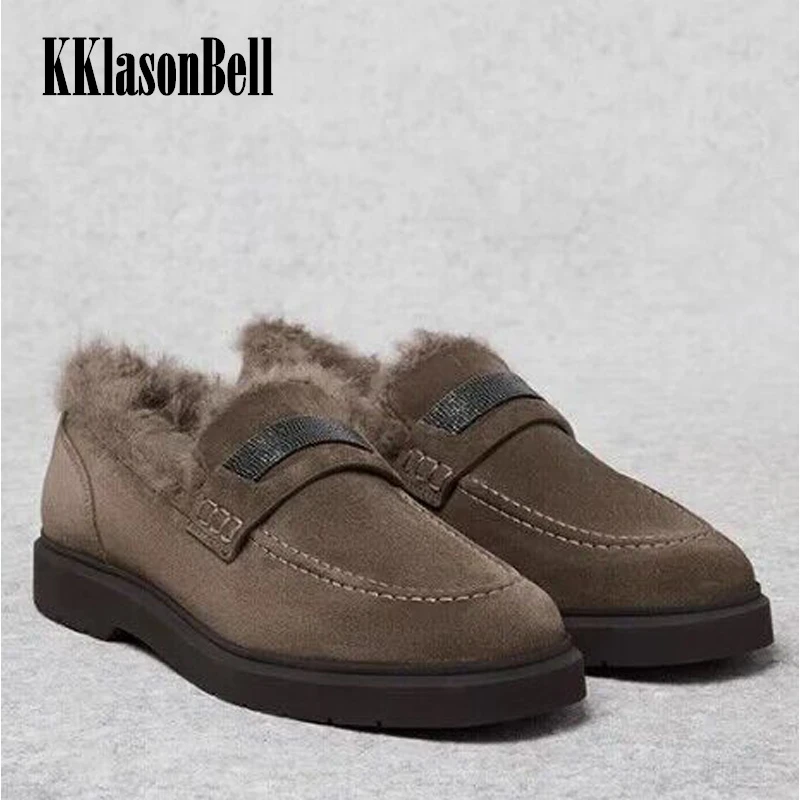 

9.27 B*C Women's Loafers Fashion Casual Cow Suede Fleece Lining Keep Warm Shoes KKlasonBell