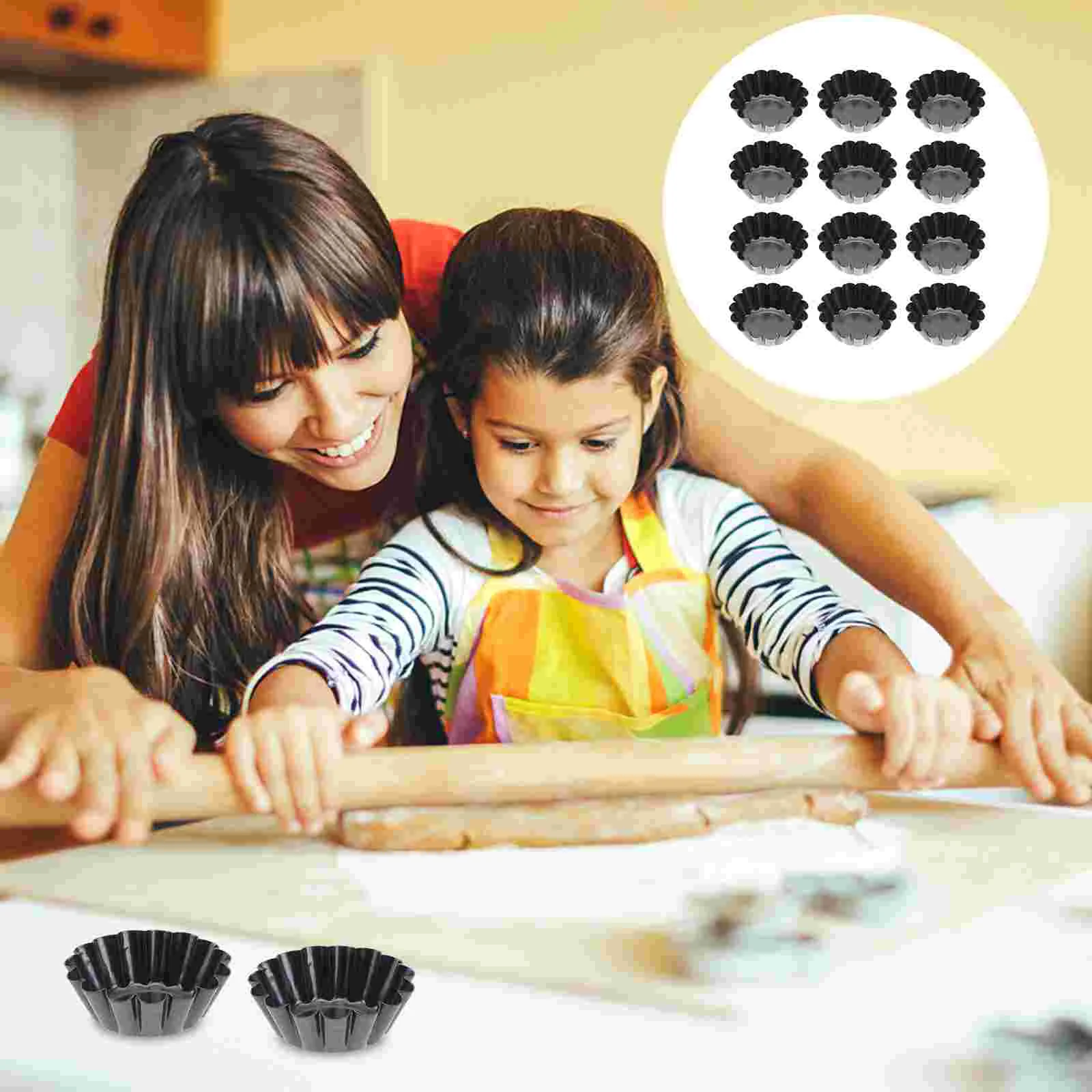 

Non-stick Tart Mold Carbon Steel Mini Tart Pans Cupcake Reusable Egg Tart Tartlet Baking Mold Muffin Cup