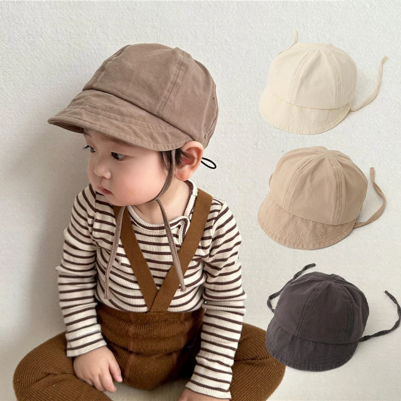 Cappellino Da Baseball Per Bambini In Cotone Morbido Con Lettera - Protezione Solare Regolabile Con Velcro - Taglia 3-12 Mesi (46 Cm)