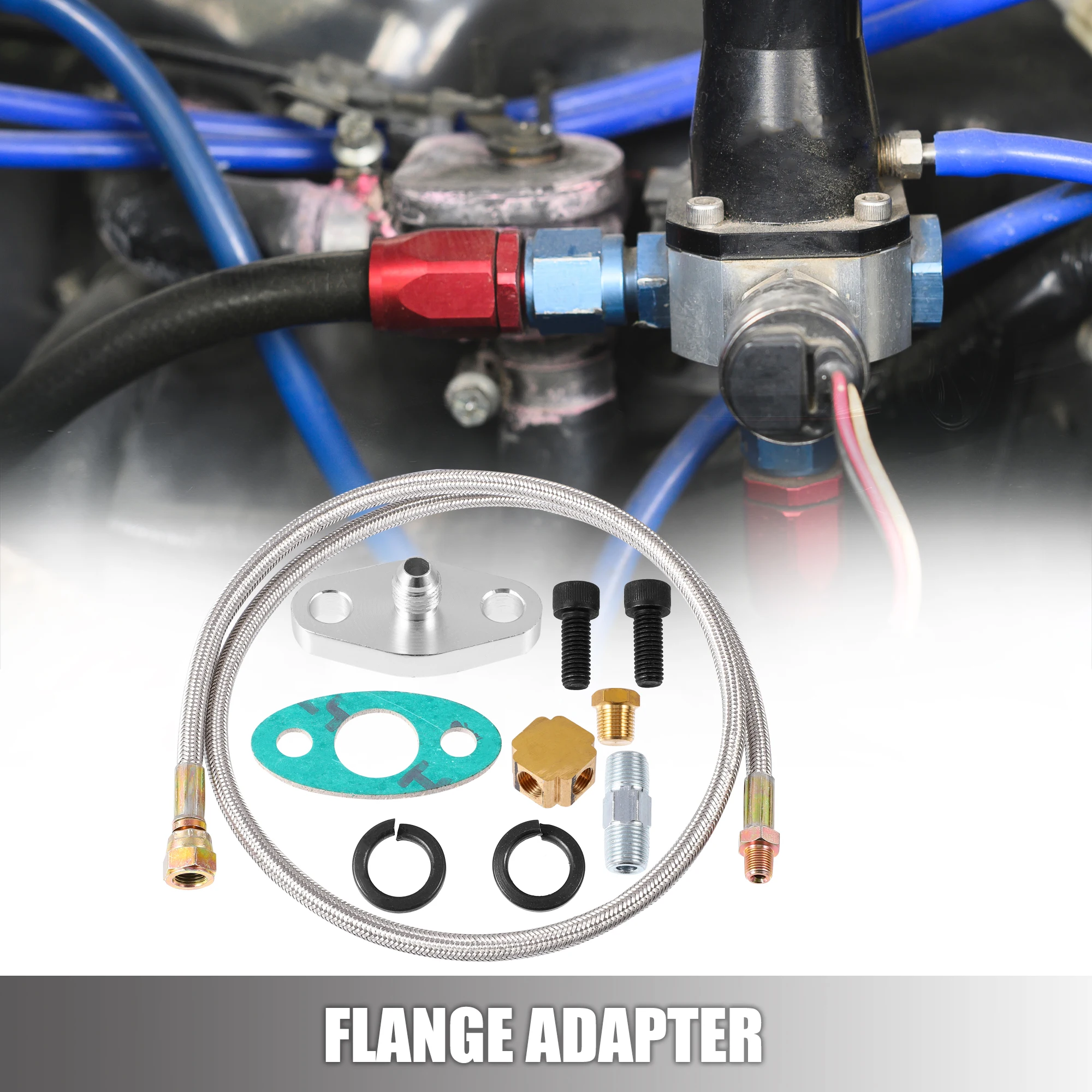 Uxcell For T3 T4 T04E T70 T60 T61 Car Turbo Oil Feed Line Oil Drain Return Line Pipe Braided 44" Long Fuel Line Kit