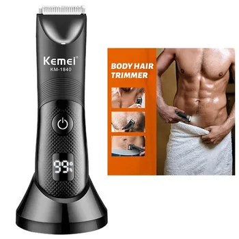 Kemei Wet Dry Inguine Corpo Trimmer Per Uomini e Donne Elettrico Viso Barba Tagliacapelli Ricaricabile Palla Pubica Rasoio Corpo Groomer 1