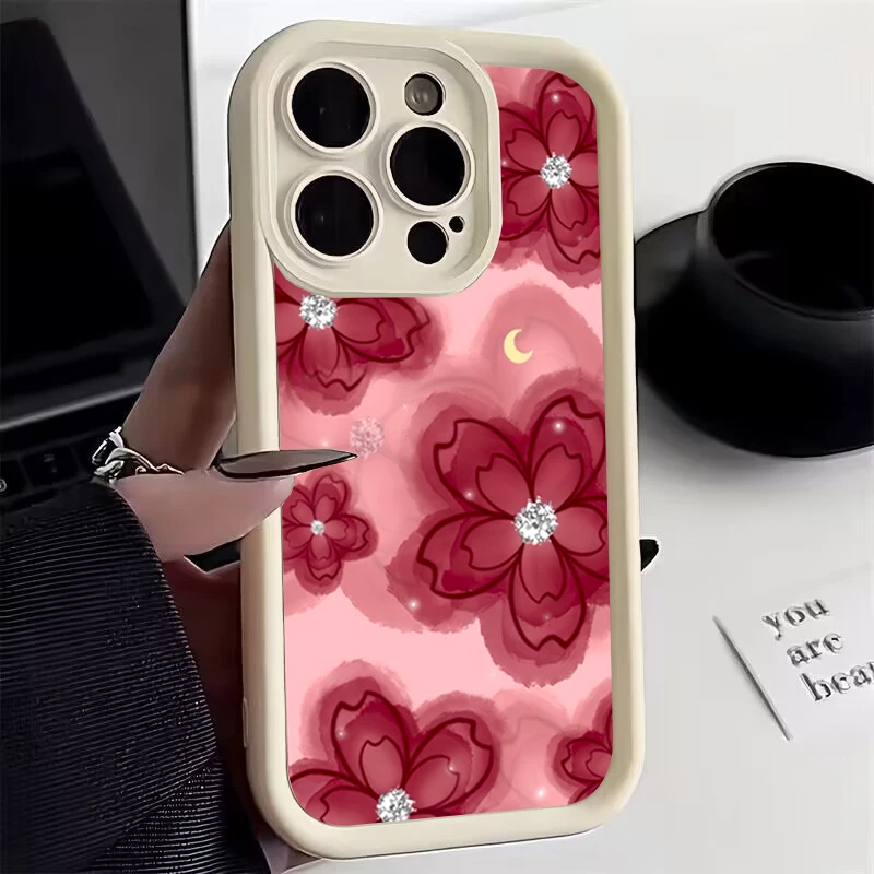 Elegant Diamond Floral Design Silicone Soft Phone Case