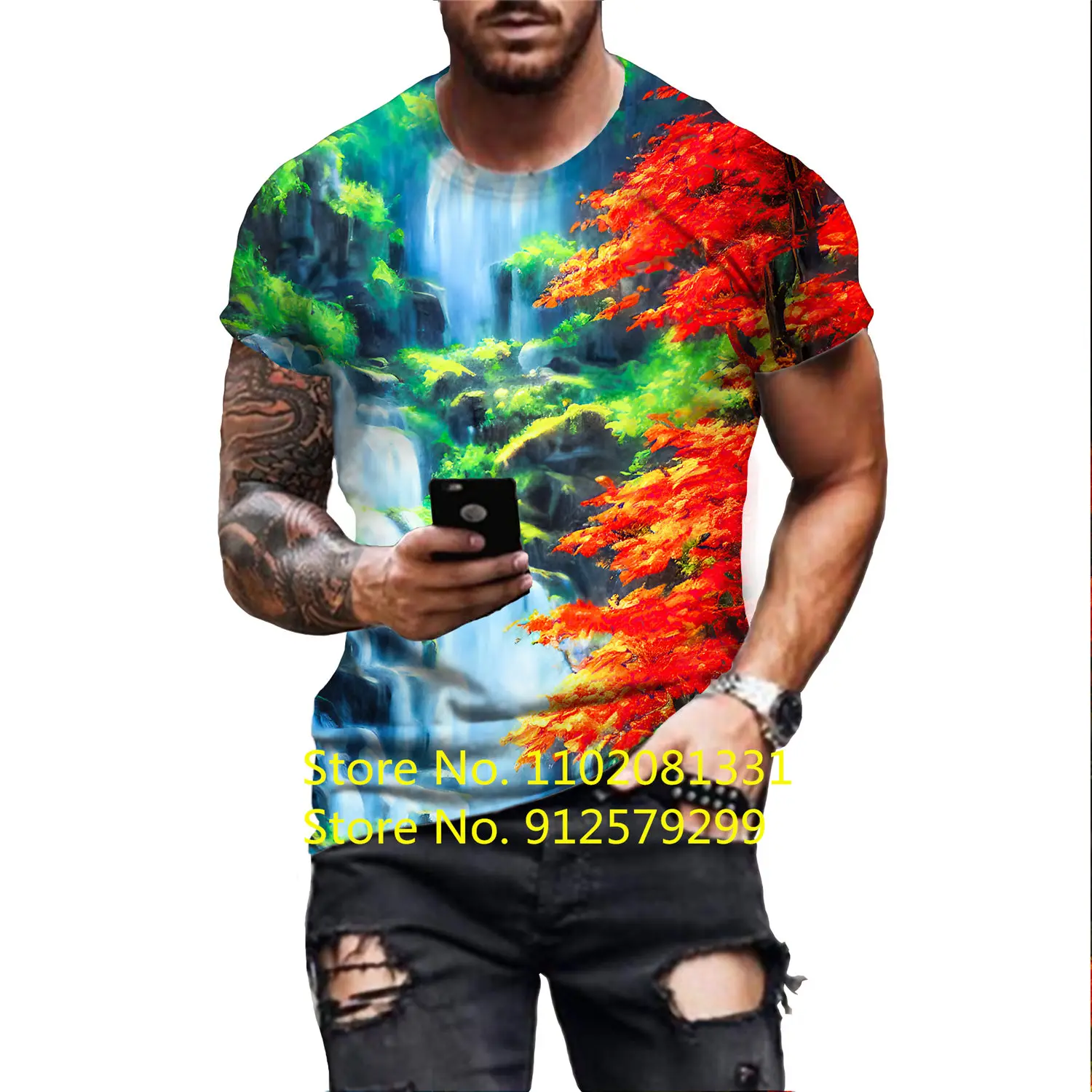 

New Fashion Scenery T Shirt Men/Women Casual Runing Short Sleeve Sports T-shirt