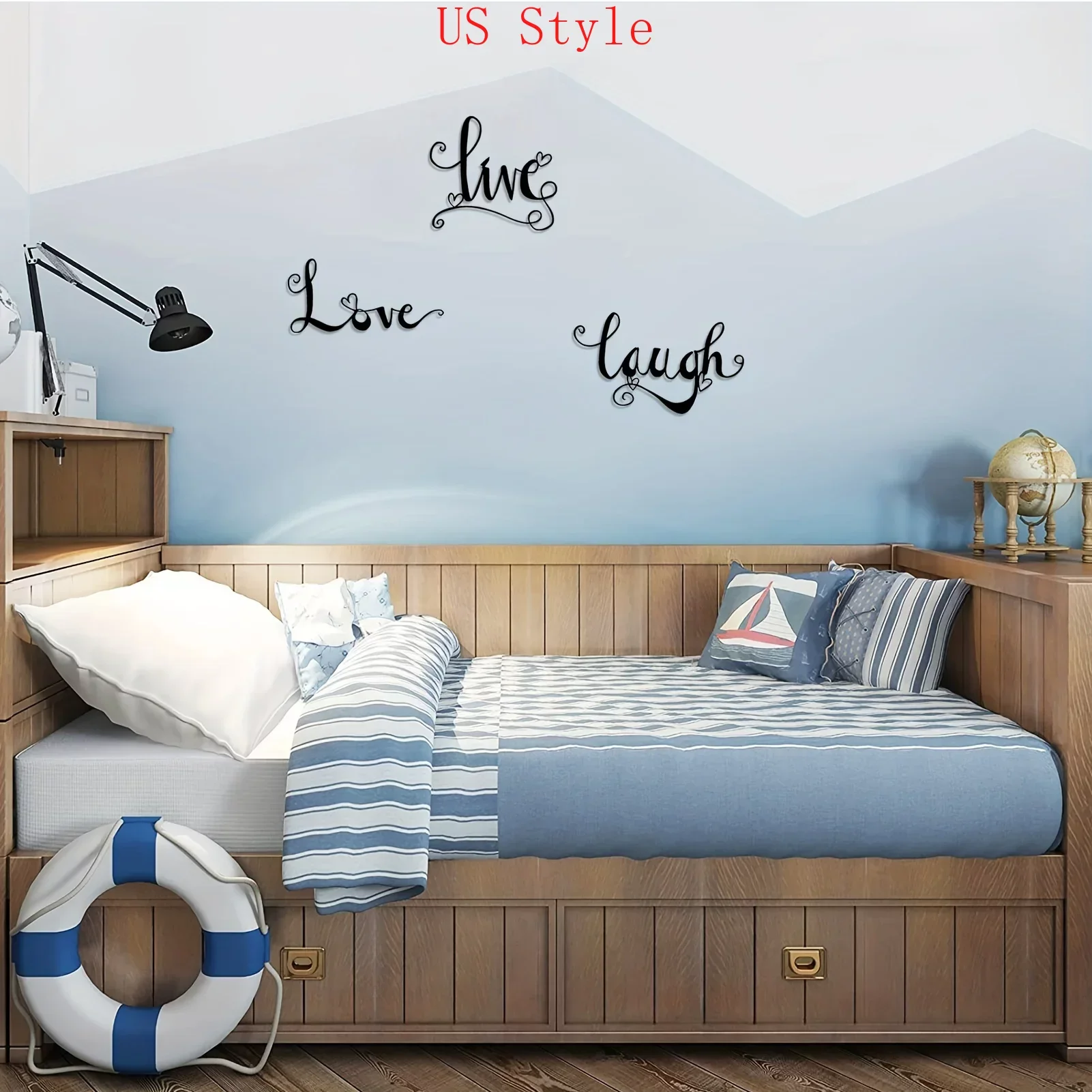 

3pcs/set Live Love Laugh Metal Wall Decor Black Iron Decoration Signs for Indoor/Outdoor Living Room Bedroom Dorm Kitchen Garden
