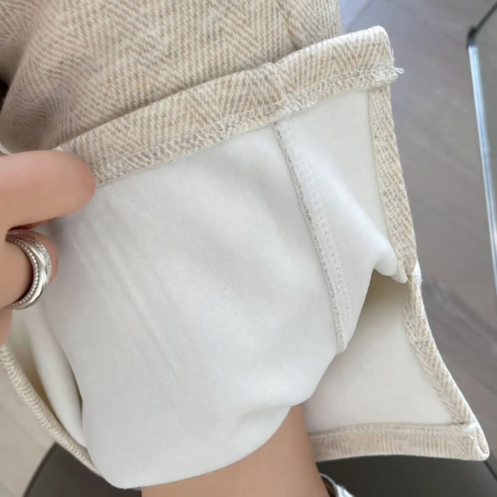 XXXXL Fashion Plus Size Women's Straight Leg Pants 2025 Autumn/Winter New Oversized Fleece Thickened Split Woolen Trousers 8030