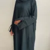 High Quality New Luxury Saudi Women Abayas Saudi Women Jalabiyat Solid Long Sleeve O Neck Amadan Women's Clothing