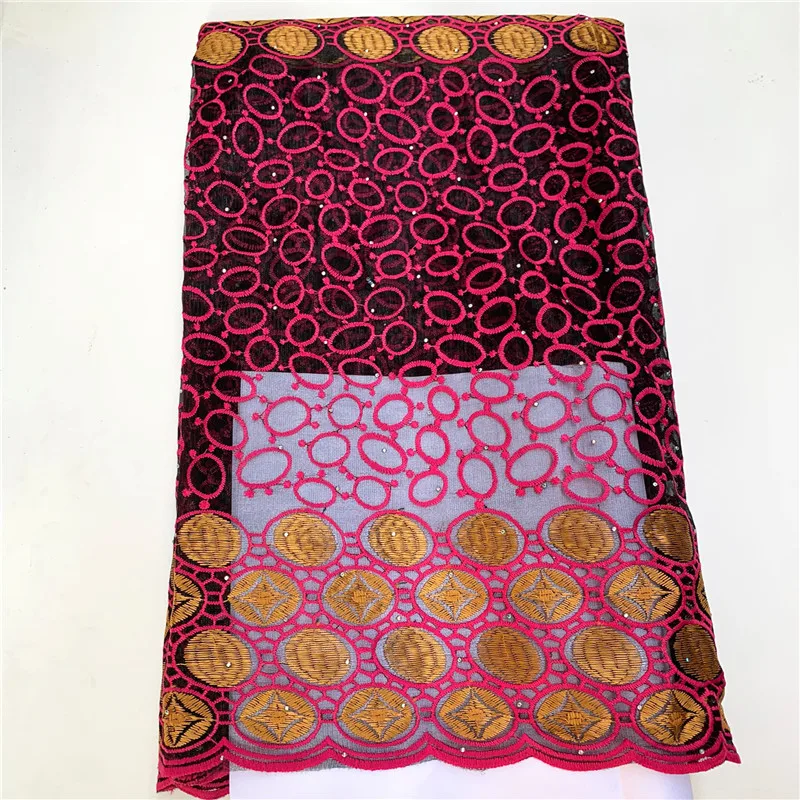 5 Yards African French Lace Fabric High Quality Mesh Lace Fabric With Gold Thread Embroidery Bead For Wedding Part PS22