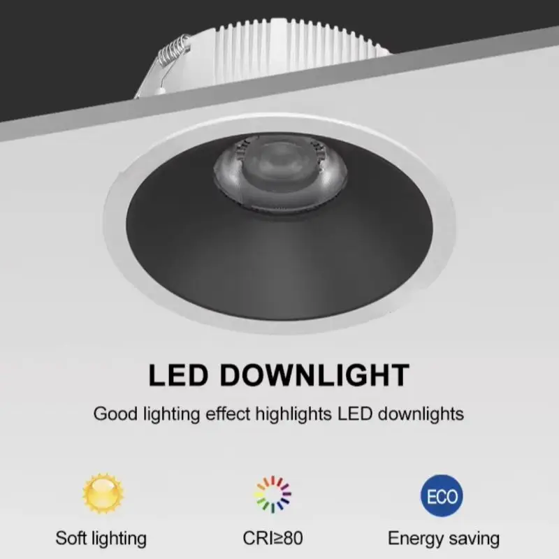 눈부심 방지 매립형 LED 다운라이트 디밍이 가능한 COB 천장 스포트라이트 5W-24W AC110-230V(드라이버 포함)