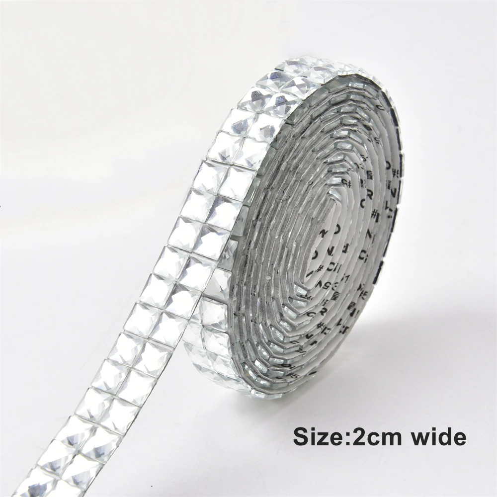 5 Yard Square Glass Self-Adhesive Rhinestones Tape Applique Crystal  Trimming For Shoes Bags Strips Diy Home Decoration Stickers - AliExpress
