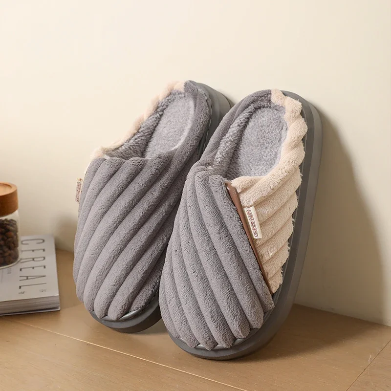 Men Winter Slippers Man House Non Slip Soft Shoes Comfort Flat Home Indoor Bedroom Plush Slipper Extra-large Cotton Shoes mens winter slippers